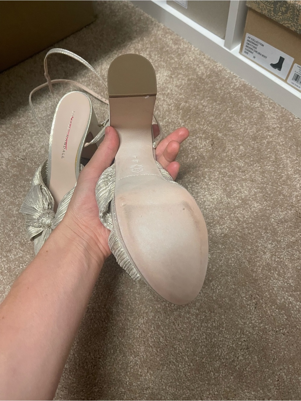 LOEFFLER RANDALL Gold /Metallic Platform Heels with bow - Picture 2 of 4